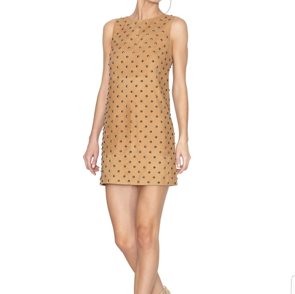alice + olivia NWT REAL suede studded shift dress